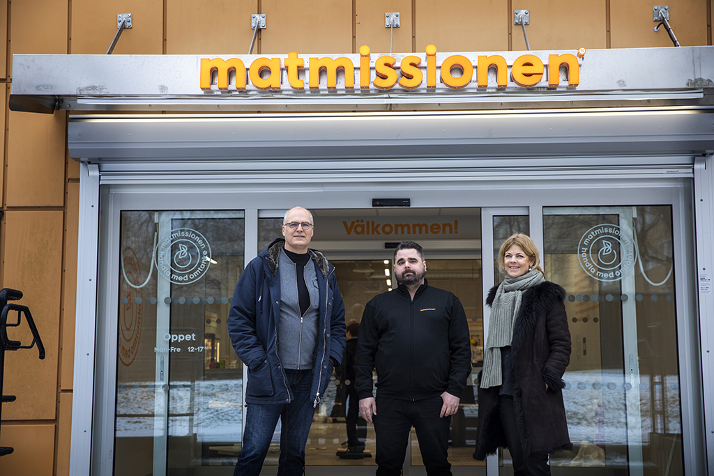 Matmissionen i Hallunda. Pressbilder på Johan Rindevall, Jörgen Friman och Karin Brynell. Foto: Anna Z Ek