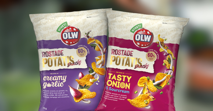 Genom en ny teknik där produkten rostas istället för att friteras, kan Orklavarumärket OLW nu lansera krispiga potatissnacks